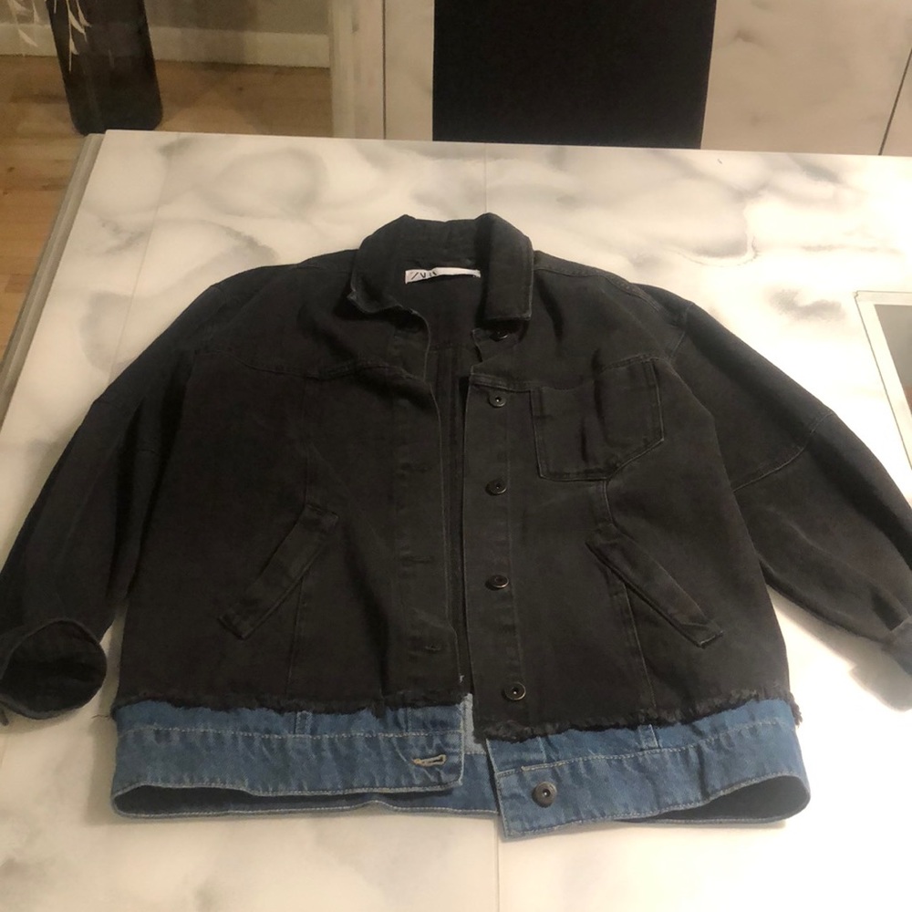 Black and blue denim Zara jacket